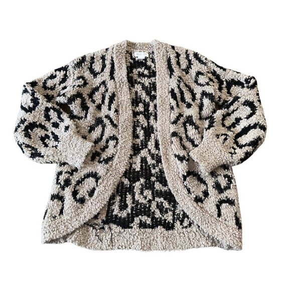 Super Fuzzy Knit Leopard Print Open Front Cardigan - Picture 1 of 14